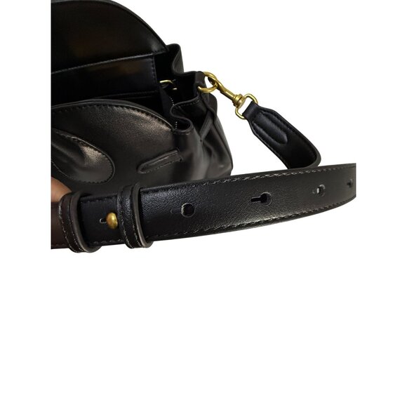Coach Inspired Black Leather Handbag With Detachable Strap &‎ Gold Hardware - Picture 5 of 14